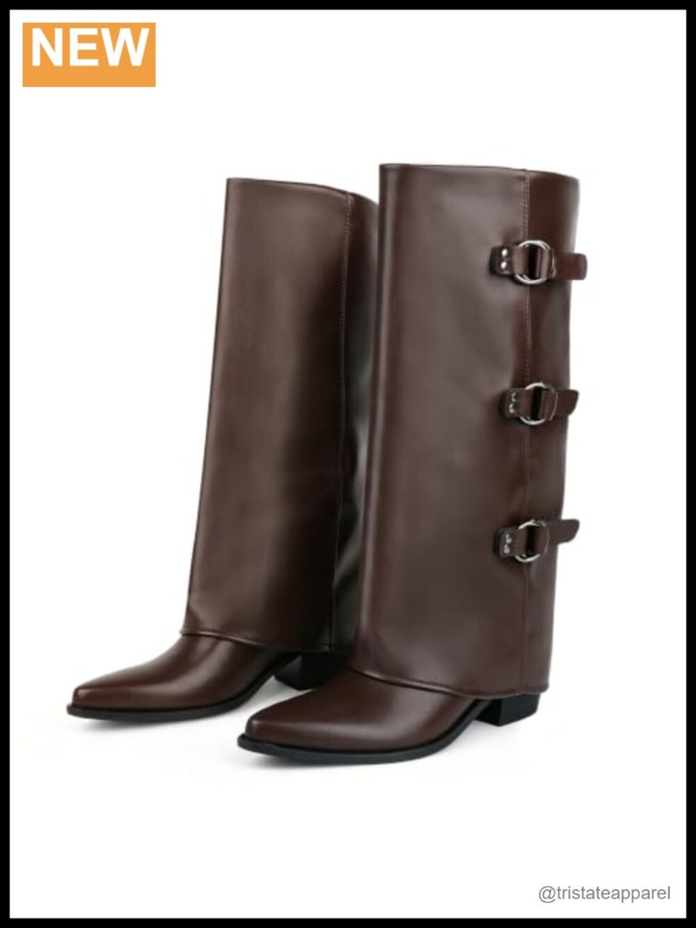 Women's Faux Leather Knee High Slouch Boots Pointed Toe Block Heel